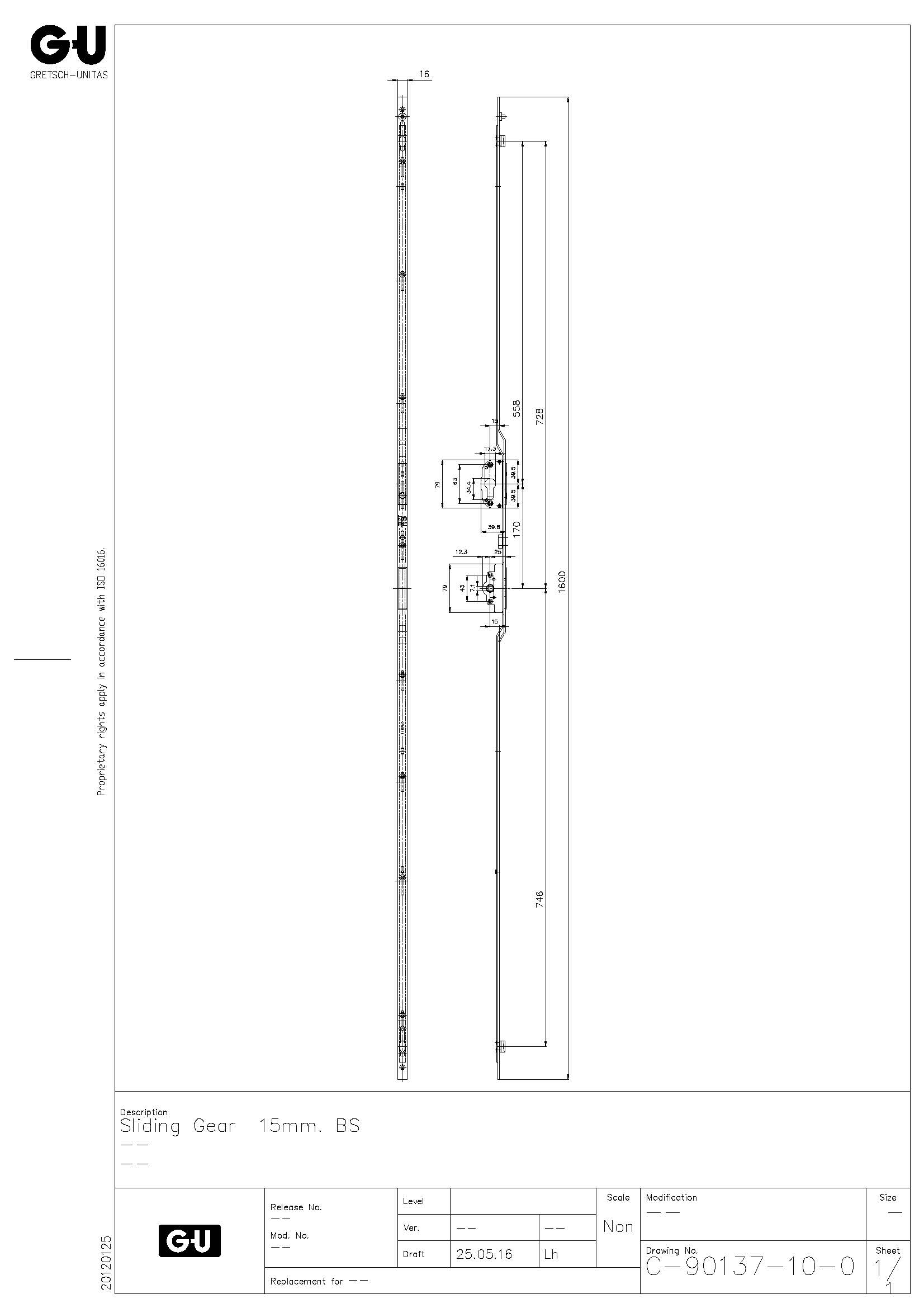 Sliding Door Gear; Key (Sash90)