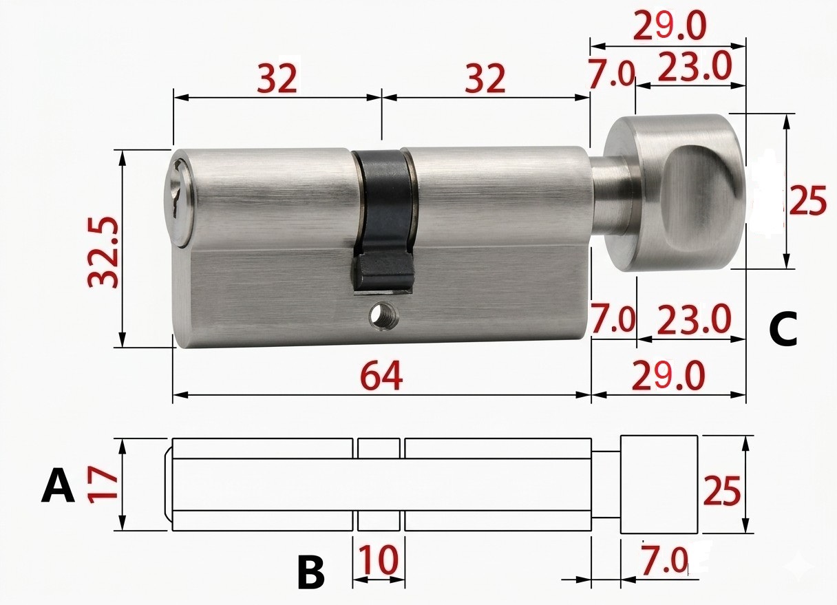 Knob Cylinder 32-32mm