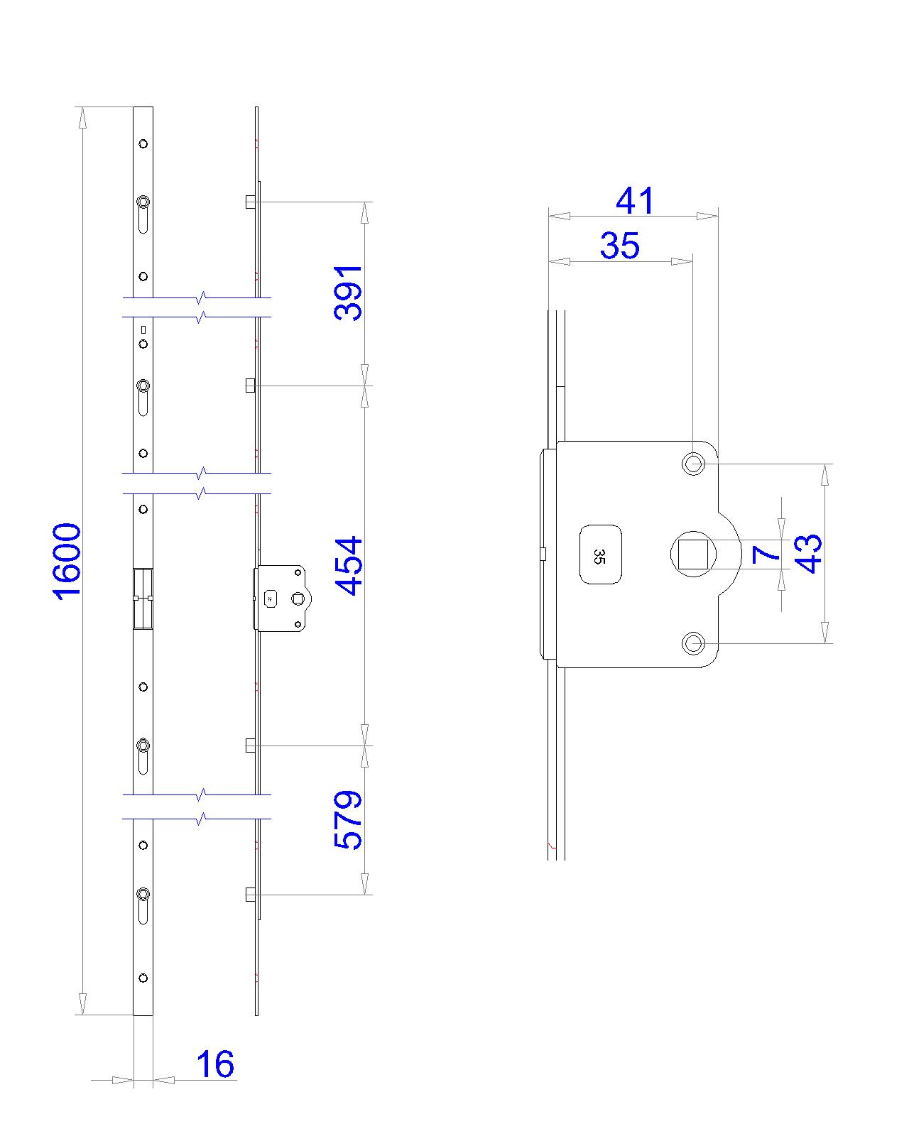 Casement Door Gear; No Key